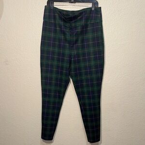 Crown & Ivy Women’s XL Plaid Dress Pants Navy Green Preppy Academia Trousers